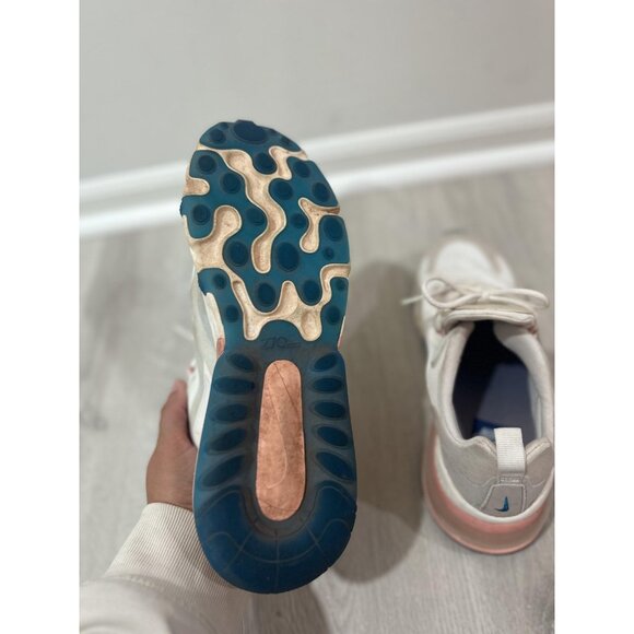 Nike Air Max 270 React Shoes Womens Size 10 Running White Pink Blue AT6174-100 - Picture 8 of 9